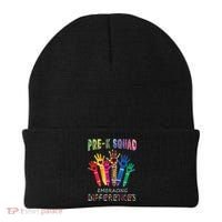 Pre K Squad Embracing Differences Autism SPED Teacher Beanie thumb 0