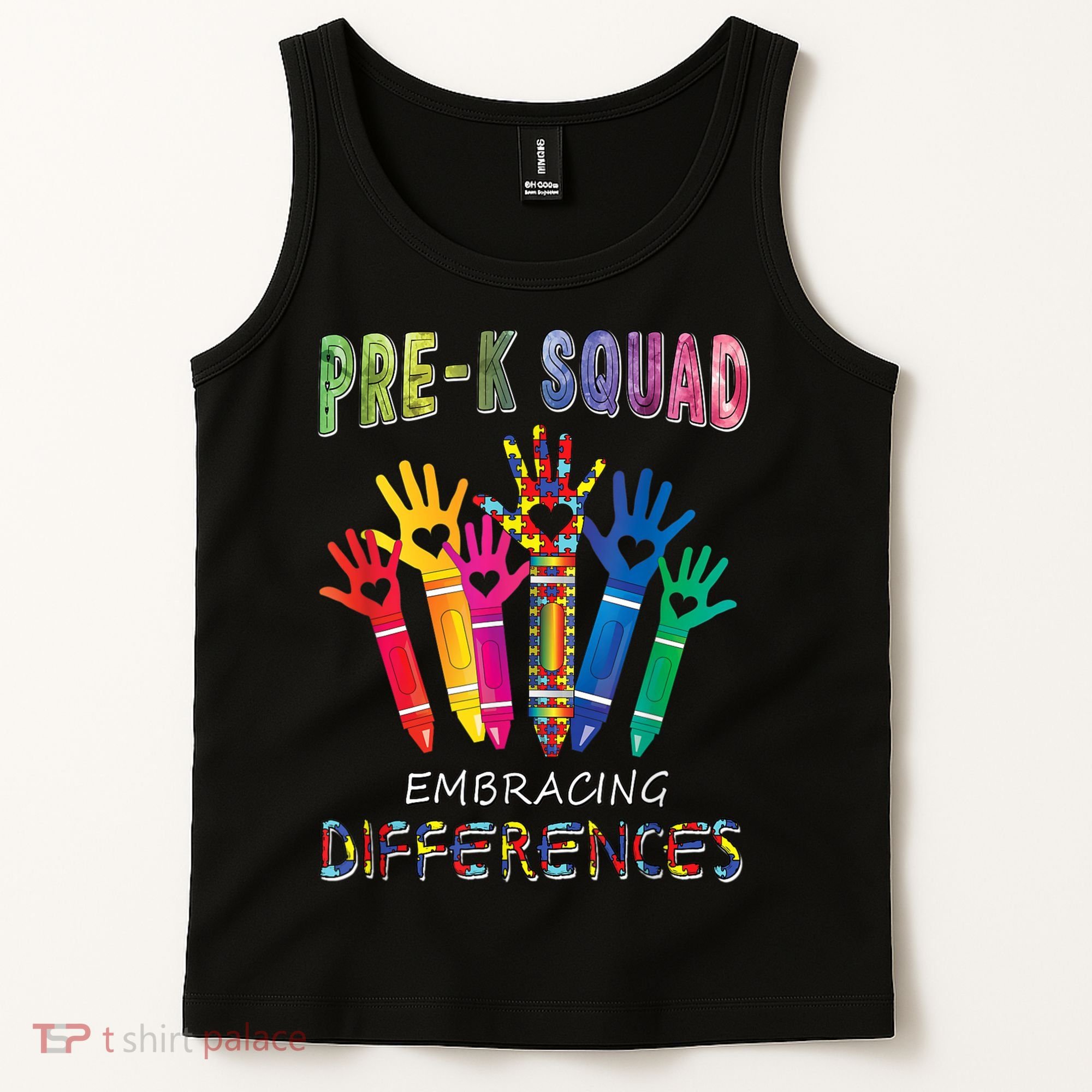 Pre K Squad Embracing Differences Autism SPED Teacher Tank Top