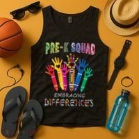Pre K Squad Embracing Differences Autism SPED Teacher Tank Top thumb 4