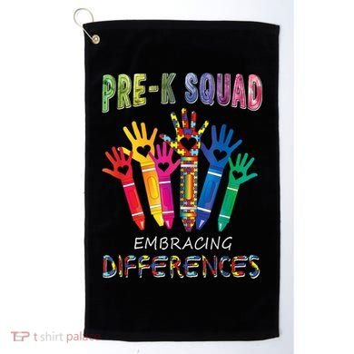 Pre K Squad Embracing Differences Autism SPED Teacher Golf Towel