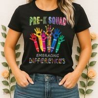 Pre K Squad Embracing Differences Autism SPED Teacher Women's T-Shirt thumb 2