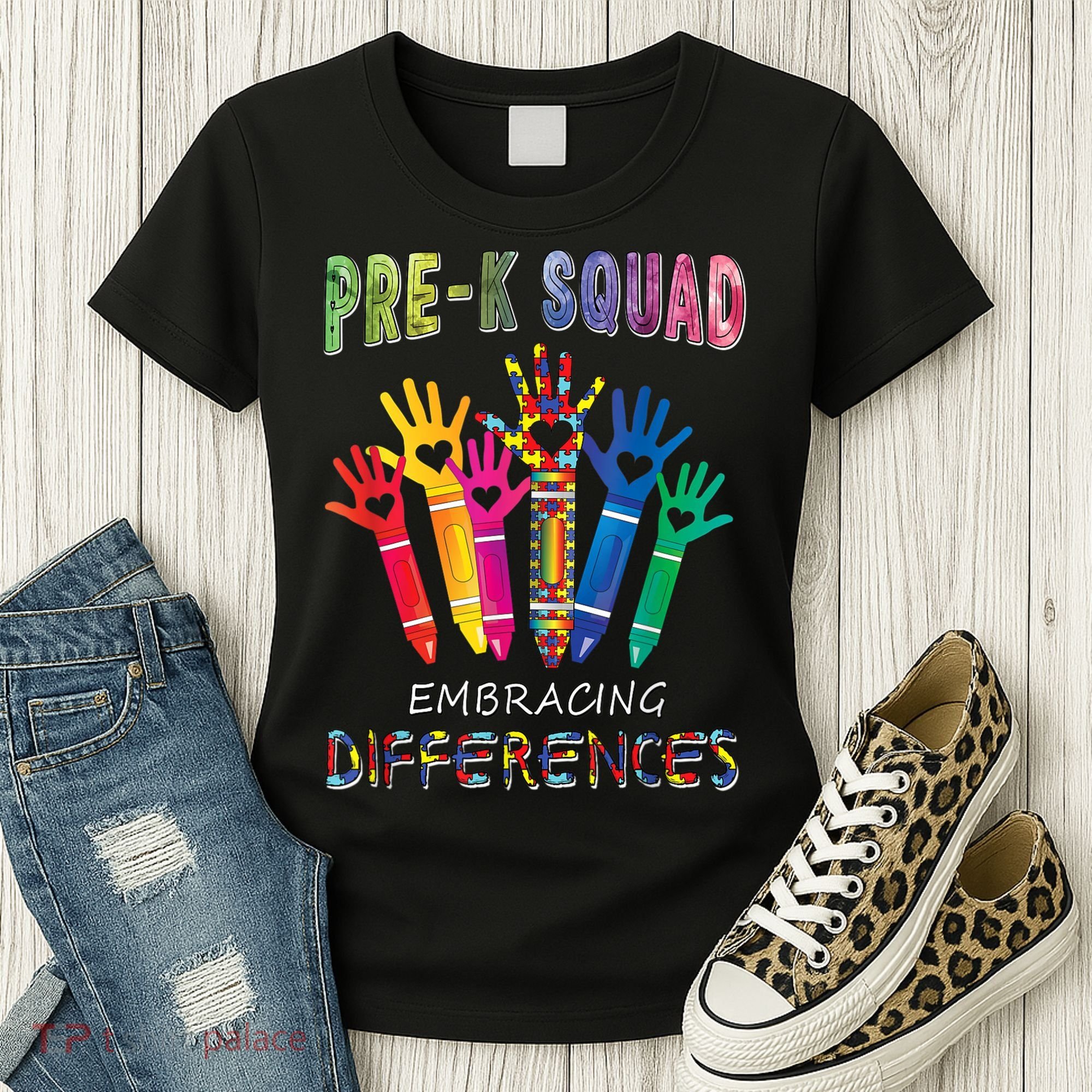 Pre K Squad Embracing Differences Autism SPED Teacher Women's T-Shirt