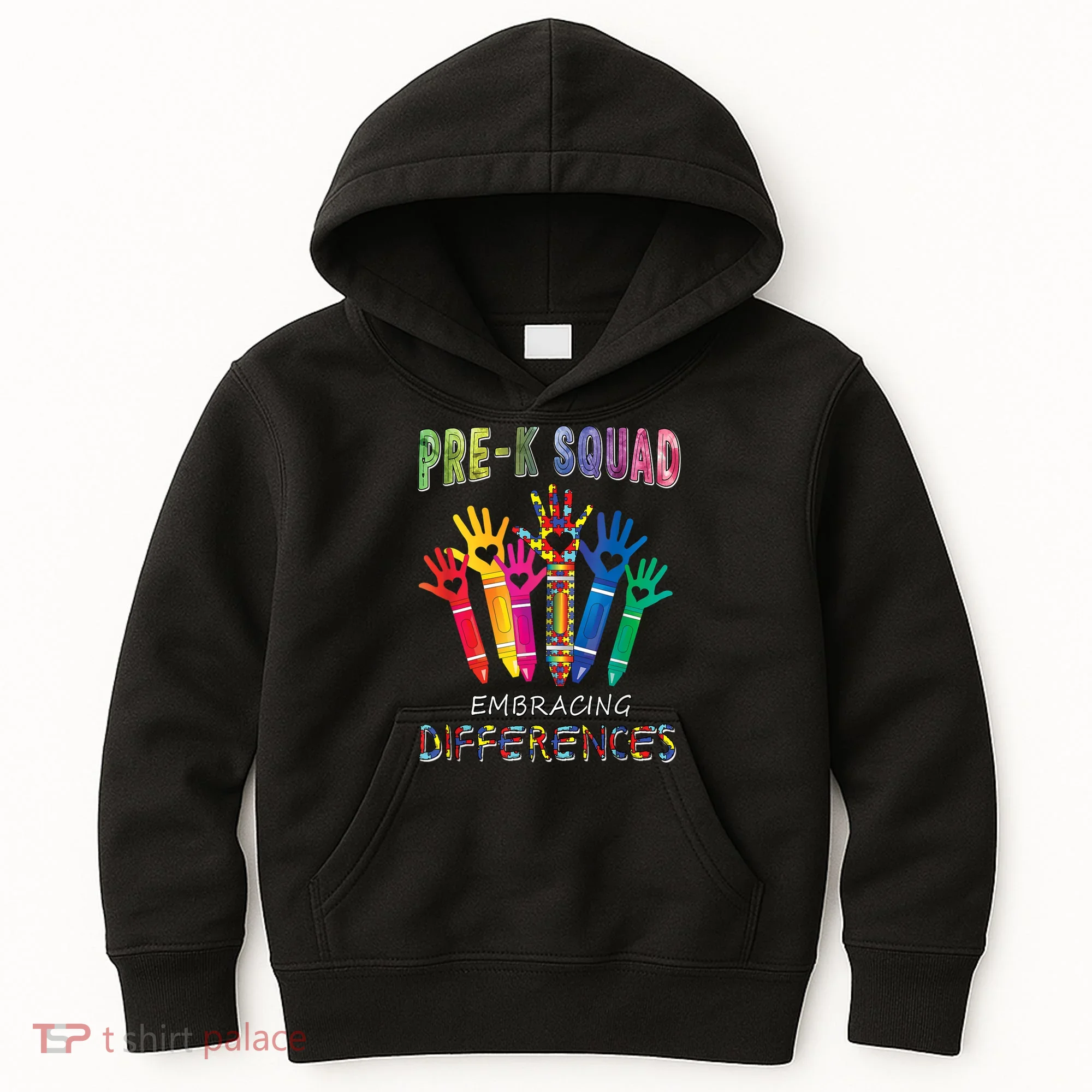 Pre K Squad Embracing Differences Autism SPED Teacher Kids Hoodie