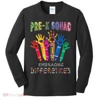 Pre K Squad Embracing Differences Autism SPED Teacher Kids Long Sleeve Shirt thumb 0