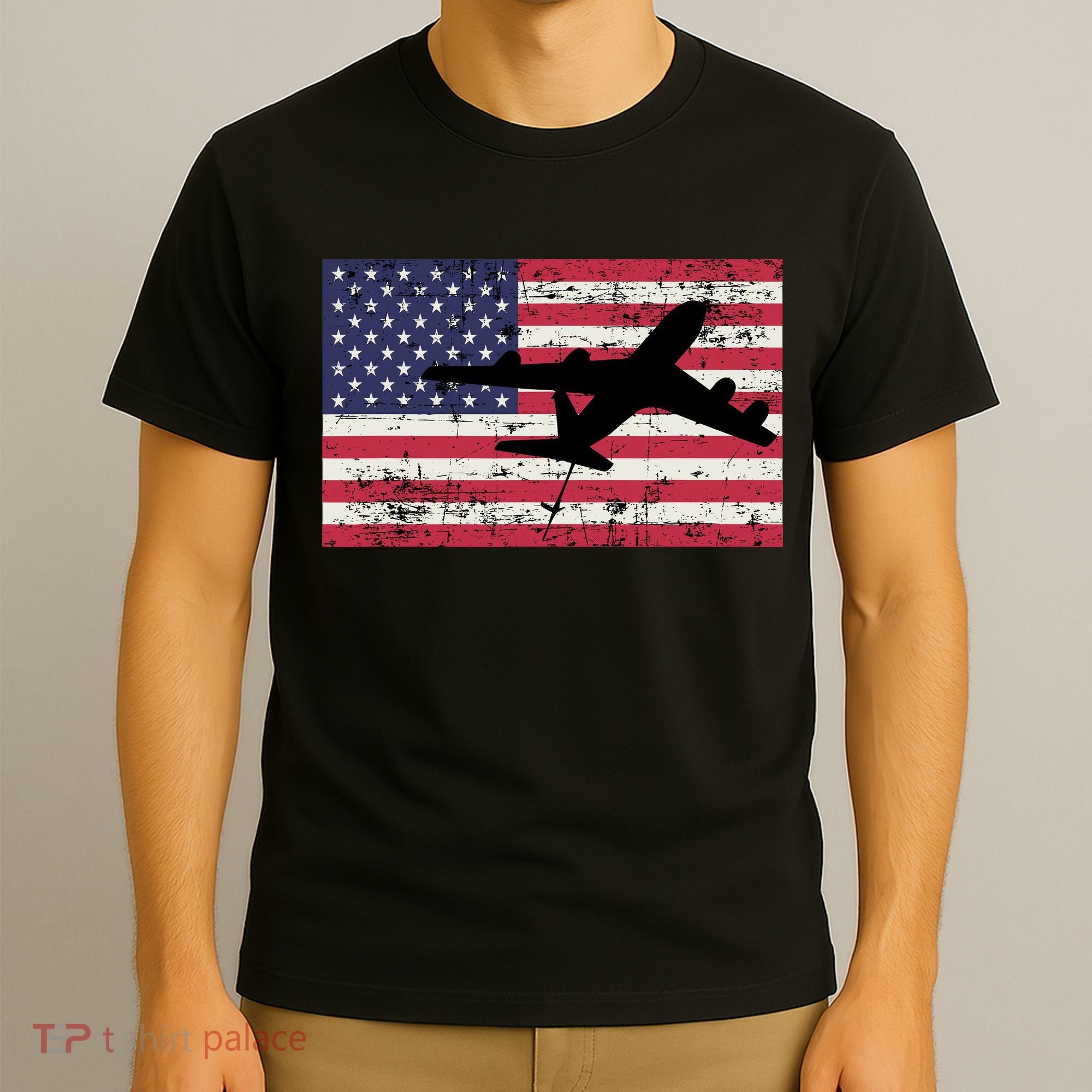 Patriotic Kc135 Stratotanker Jet American Flag T-Shirt