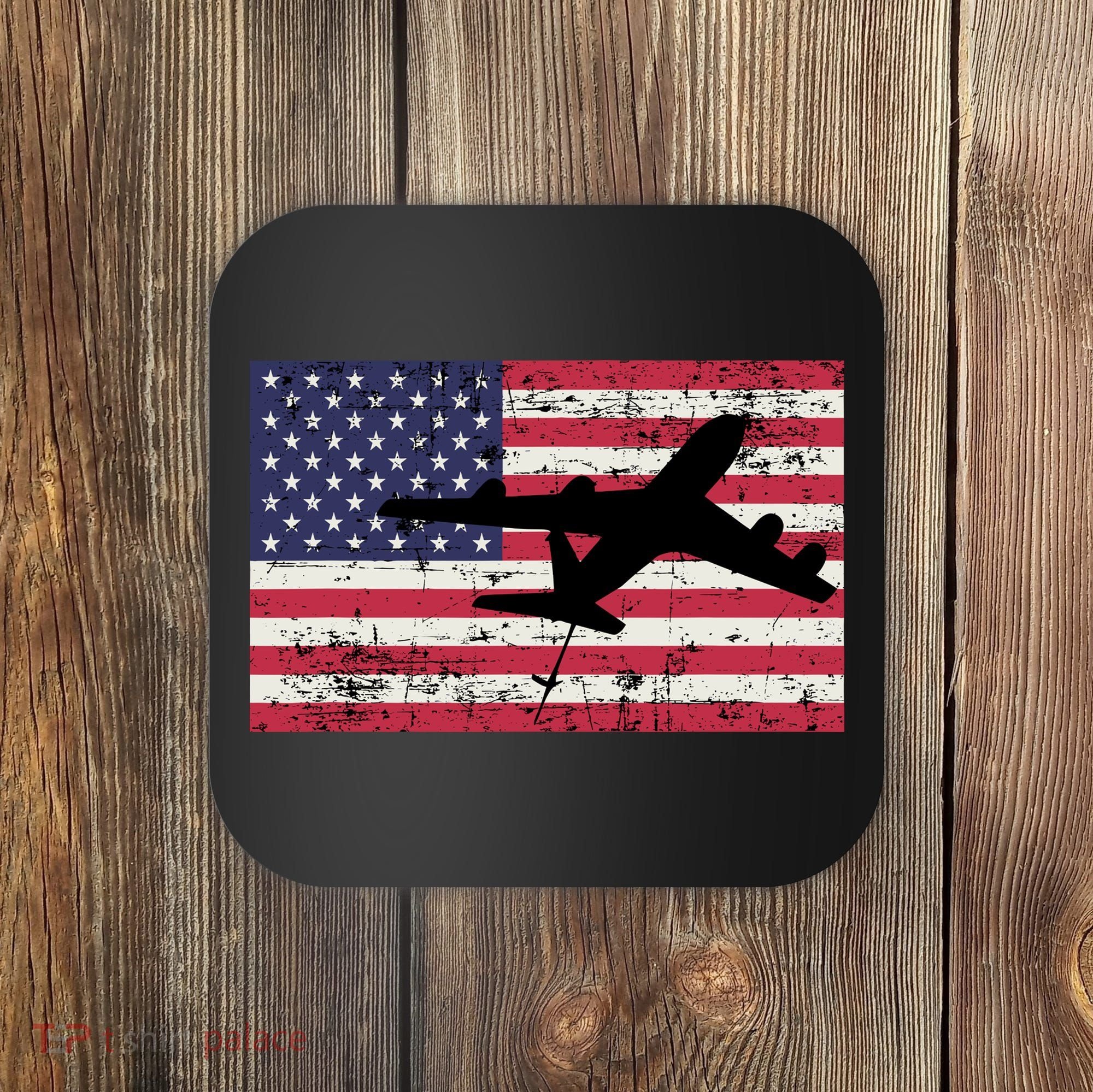 Patriotic Kc135 Stratotanker Jet American Flag Coaster