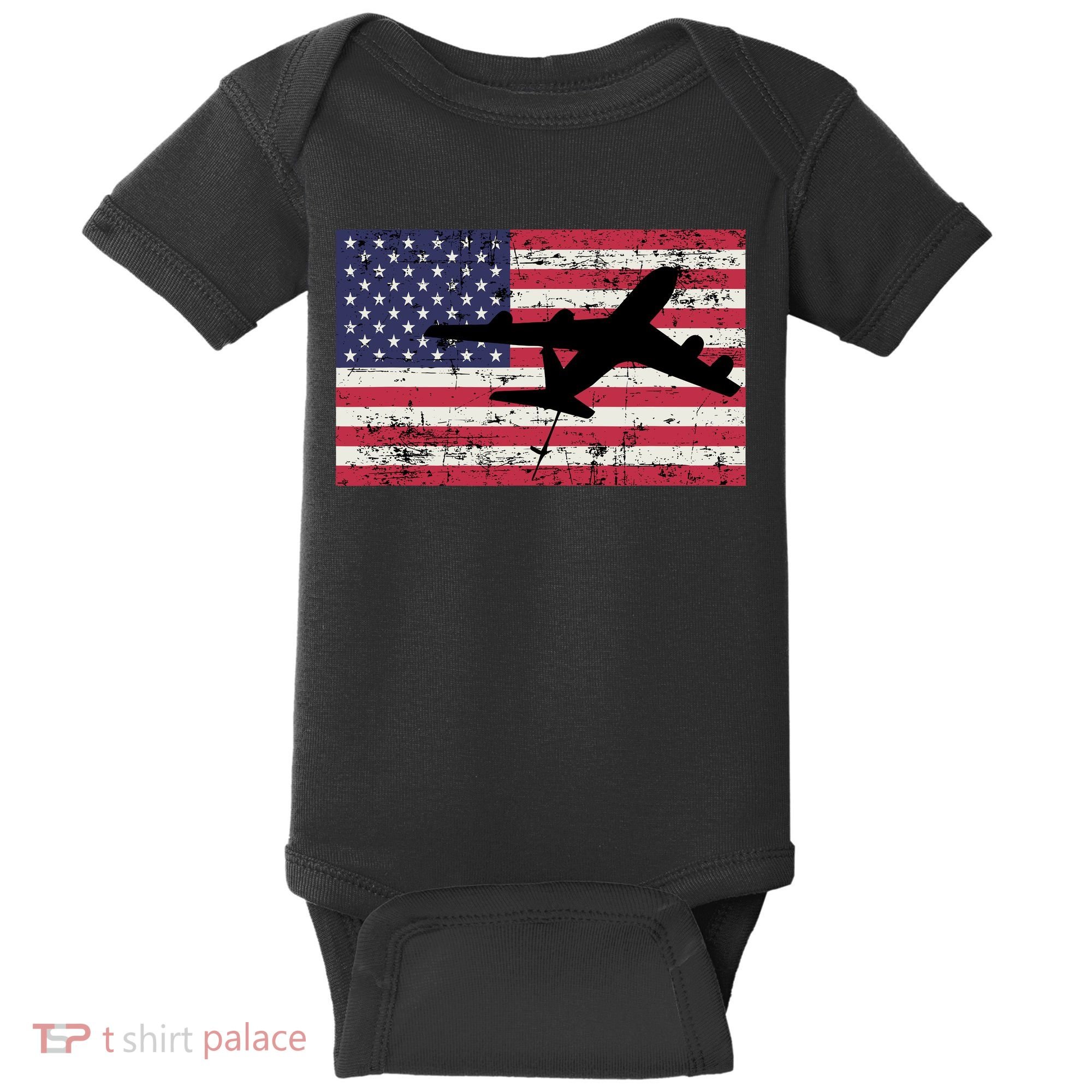 Patriotic Kc135 Stratotanker Jet American Flag Baby Bodysuit