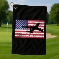 Patriotic Kc135 Stratotanker Jet American Flag Golf Towel thumb 1