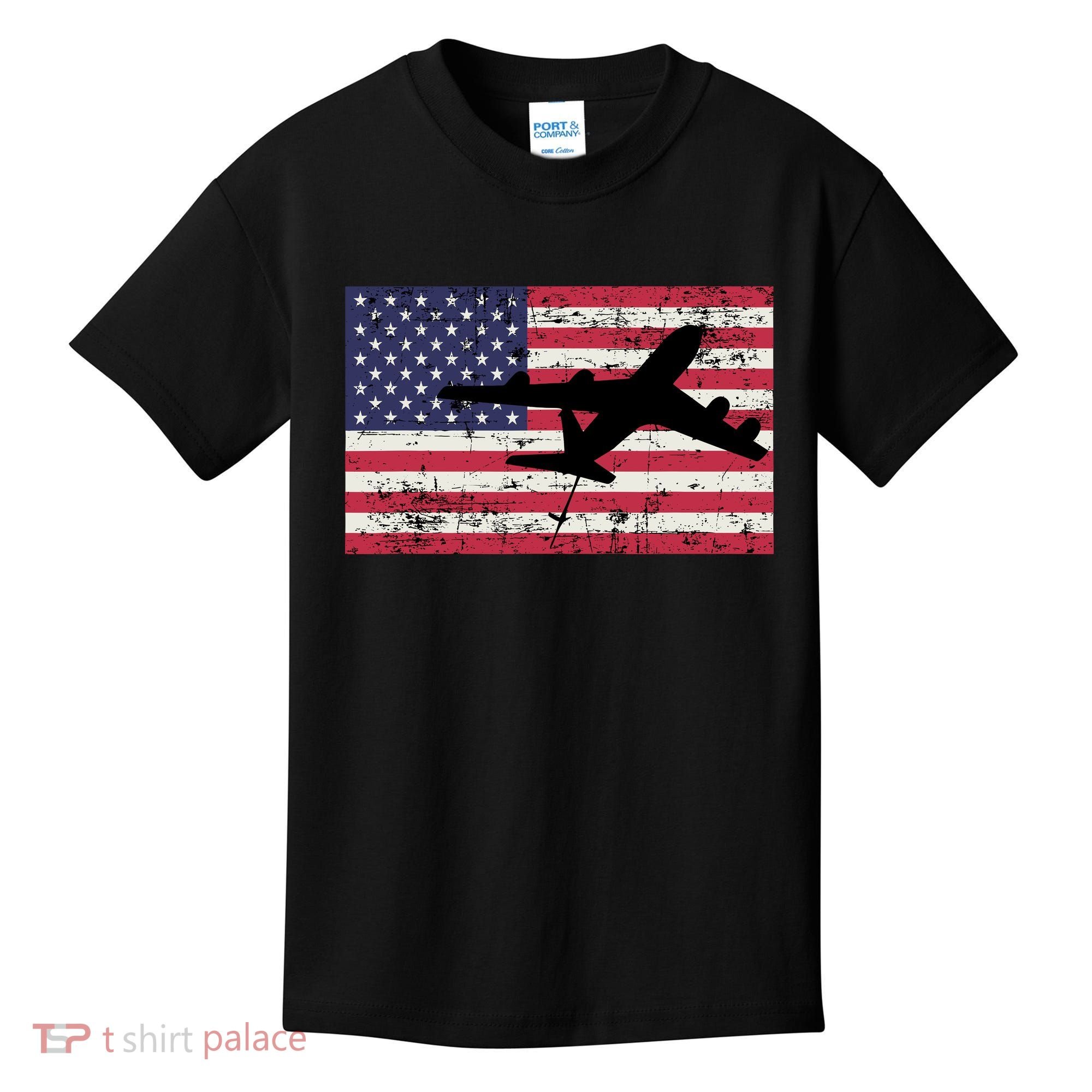 Patriotic Kc135 Stratotanker Jet American Flag Kids T-Shirt