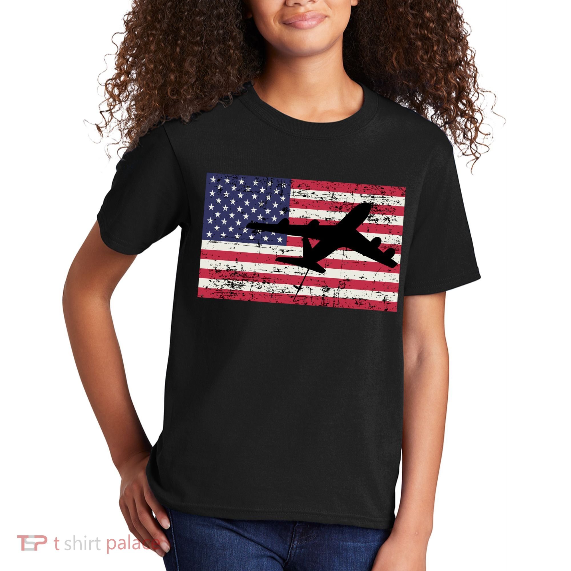 Patriotic Kc135 Stratotanker Jet American Flag Kids T-Shirt