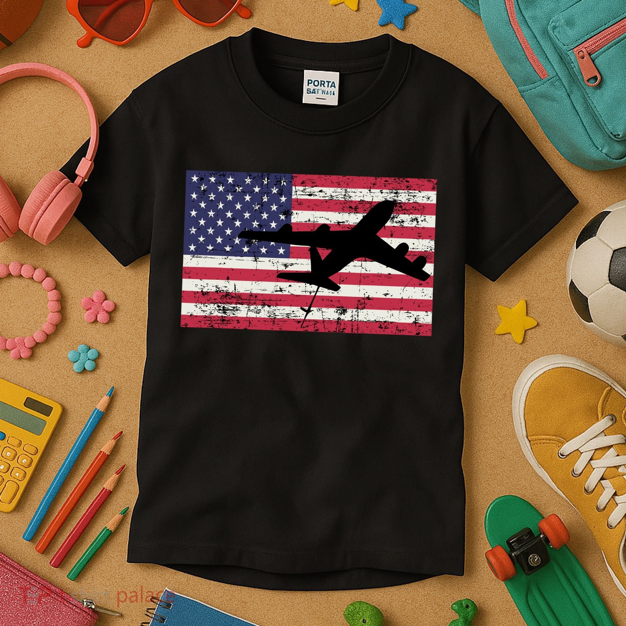 Patriotic Kc135 Stratotanker Jet American Flag Kids T-Shirt