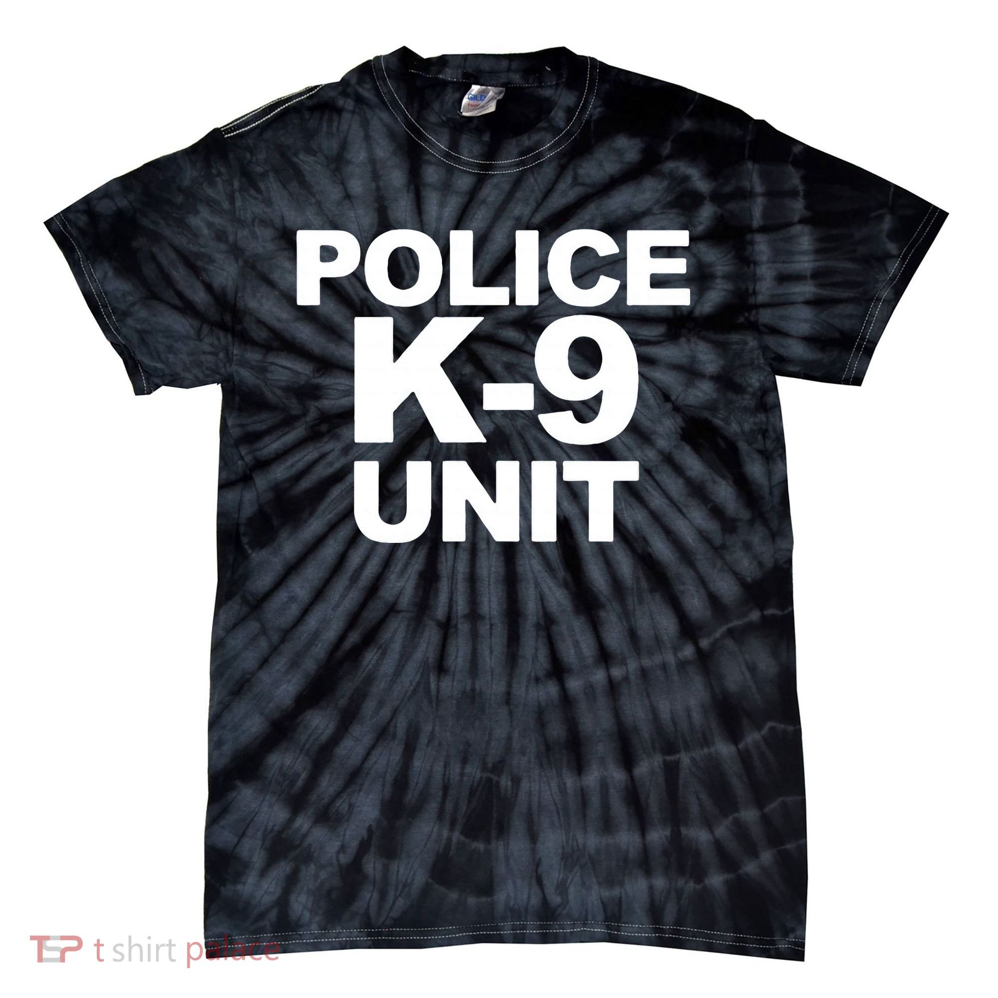 Police K9 Unit Front & Back Print Law Enforcement Police K9 Tie-Dye T-Shirt