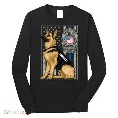 Police K9 Unit German Shepherd Dog Thin Blue Line Long Sleeve Shirt