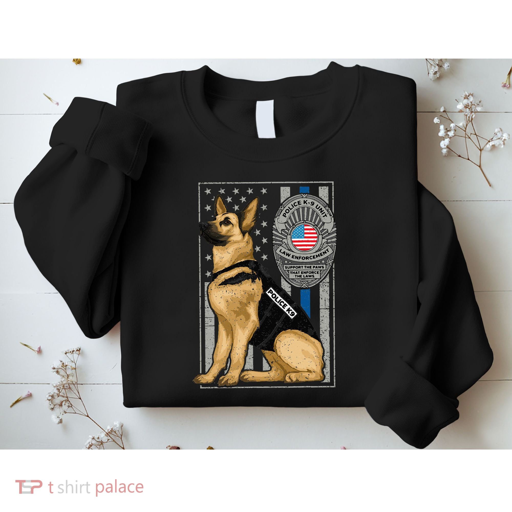 Police K9 Unit German Shepherd Dog Thin Blue Line Sweatshirt