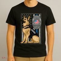 Police K9 Unit German Shepherd Dog Thin Blue Line T-Shirt thumb 3