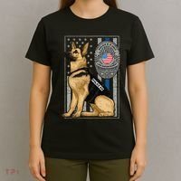 Police K9 Unit German Shepherd Dog Thin Blue Line T-Shirt thumb 4