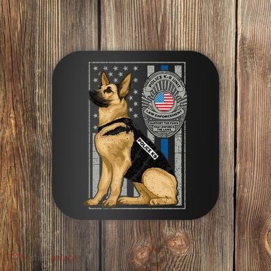 Police K9 Unit German Shepherd Dog Thin Blue Line Coaster