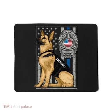 Police K9 Unit German Shepherd Dog Thin Blue Line Mousepad