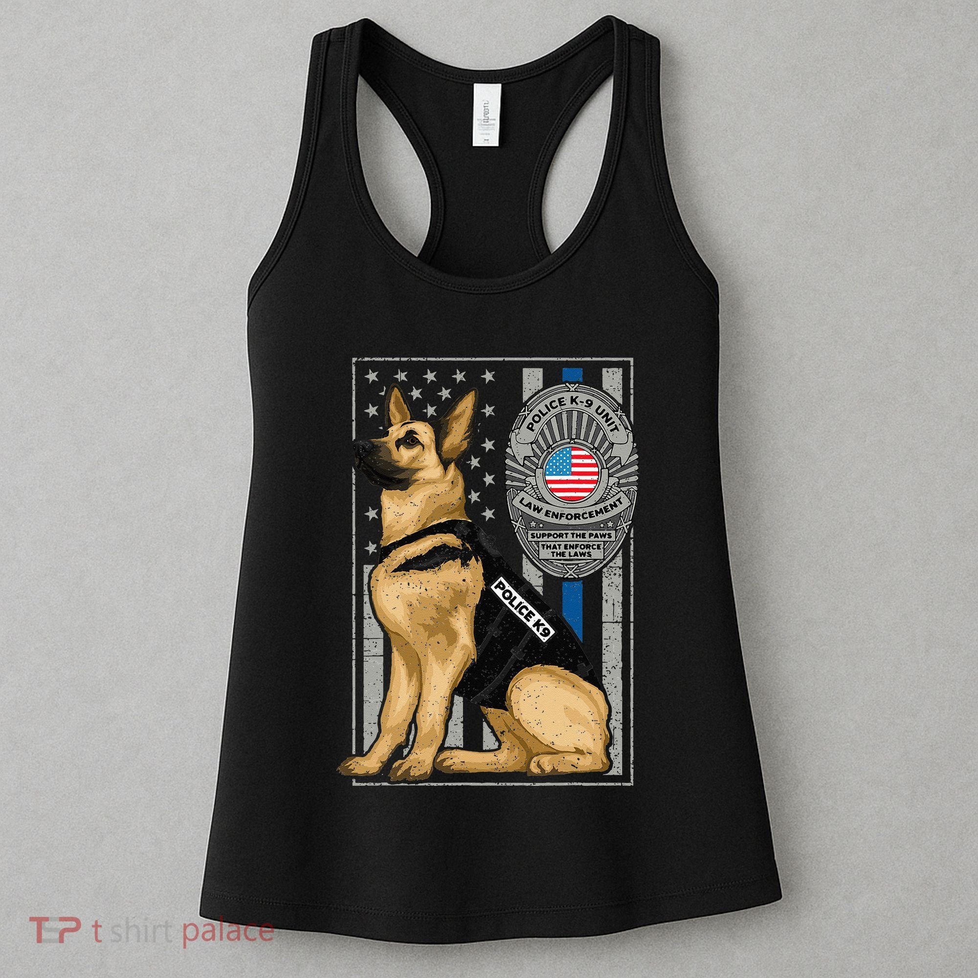 Police K9 Unit German Shepherd Dog Thin Blue Line Women's Tank Top