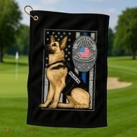 Police K9 Unit German Shepherd Dog Thin Blue Line Golf Towel thumb 1
