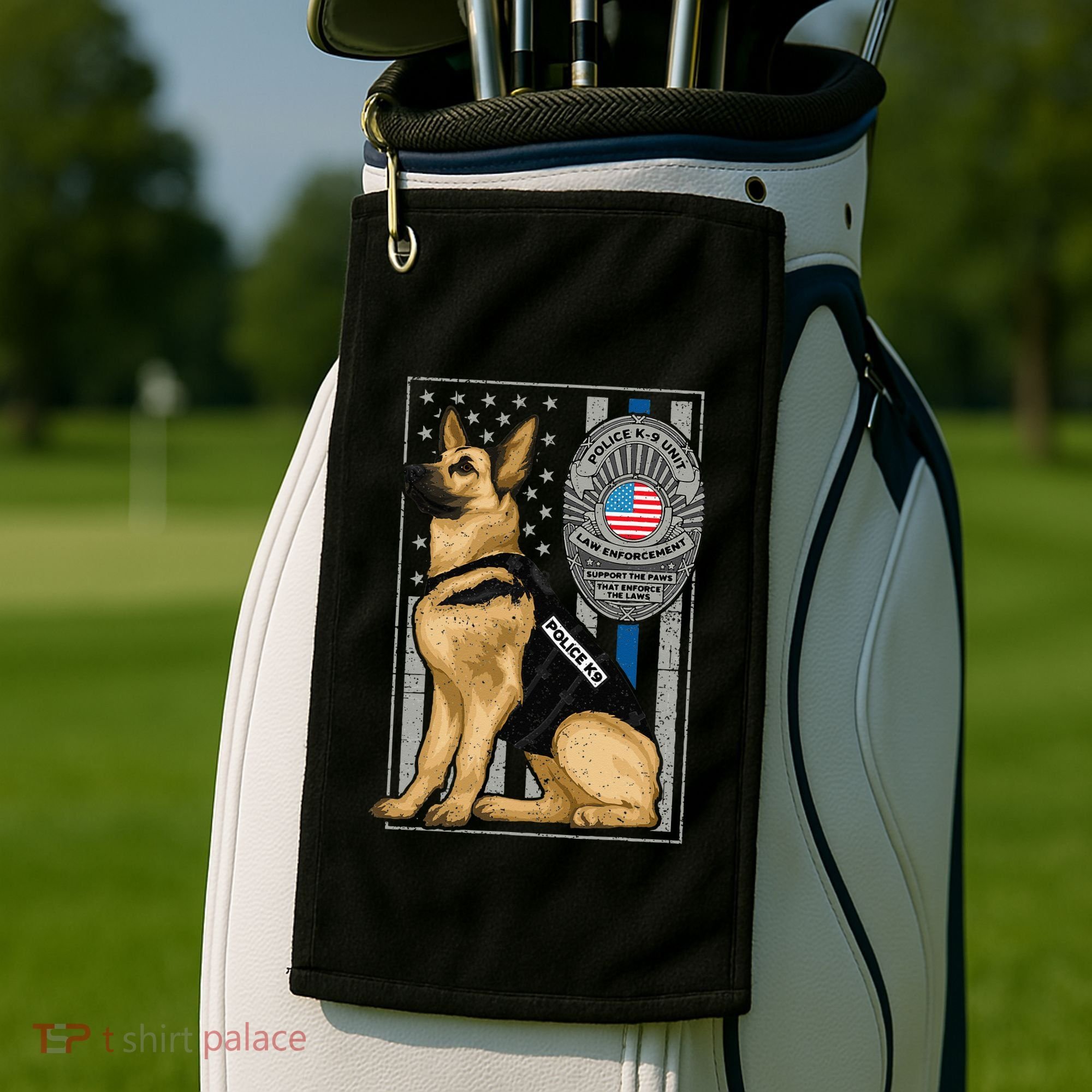 Police K9 Unit German Shepherd Dog Thin Blue Line Golf Towel