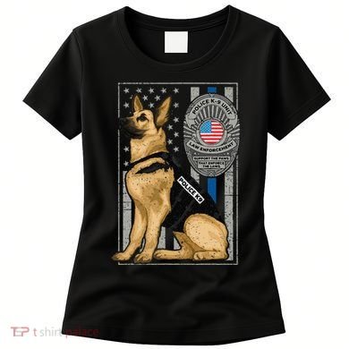 Police K9 Unit German Shepherd Dog Thin Blue Line Women's T-Shirt