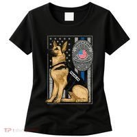 Police K9 Unit German Shepherd Dog Thin Blue Line Women's T-Shirt thumb 0