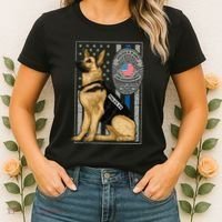 Police K9 Unit German Shepherd Dog Thin Blue Line Women's T-Shirt thumb 2