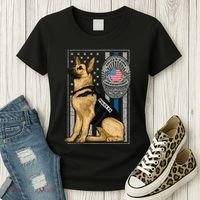 Police K9 Unit German Shepherd Dog Thin Blue Line Women's T-Shirt thumb 3