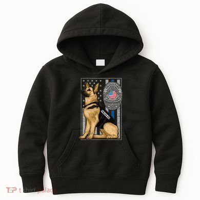 Police K9 Unit German Shepherd Dog Thin Blue Line Kids Hoodie