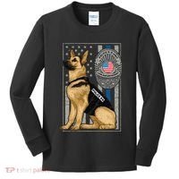 Police K9 Unit German Shepherd Dog Thin Blue Line Kids Long Sleeve Shirt thumb 0