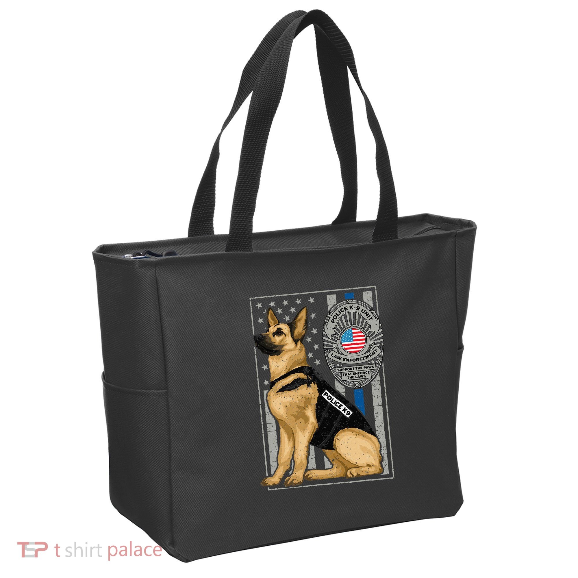 Police K9 Unit German Shepherd Dog Thin Blue Line Tote Bag