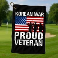 Proud Korean War Veteran Funny Gift Military Golf Towel thumb 1