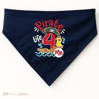 Pirate Life 4 Me 4th Birthday Party Four Years Old Boy USA-Made Doggie Bandana thumb 0