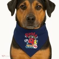 Pirate Life 4 Me 4th Birthday Party Four Years Old Boy USA-Made Doggie Bandana thumb 1