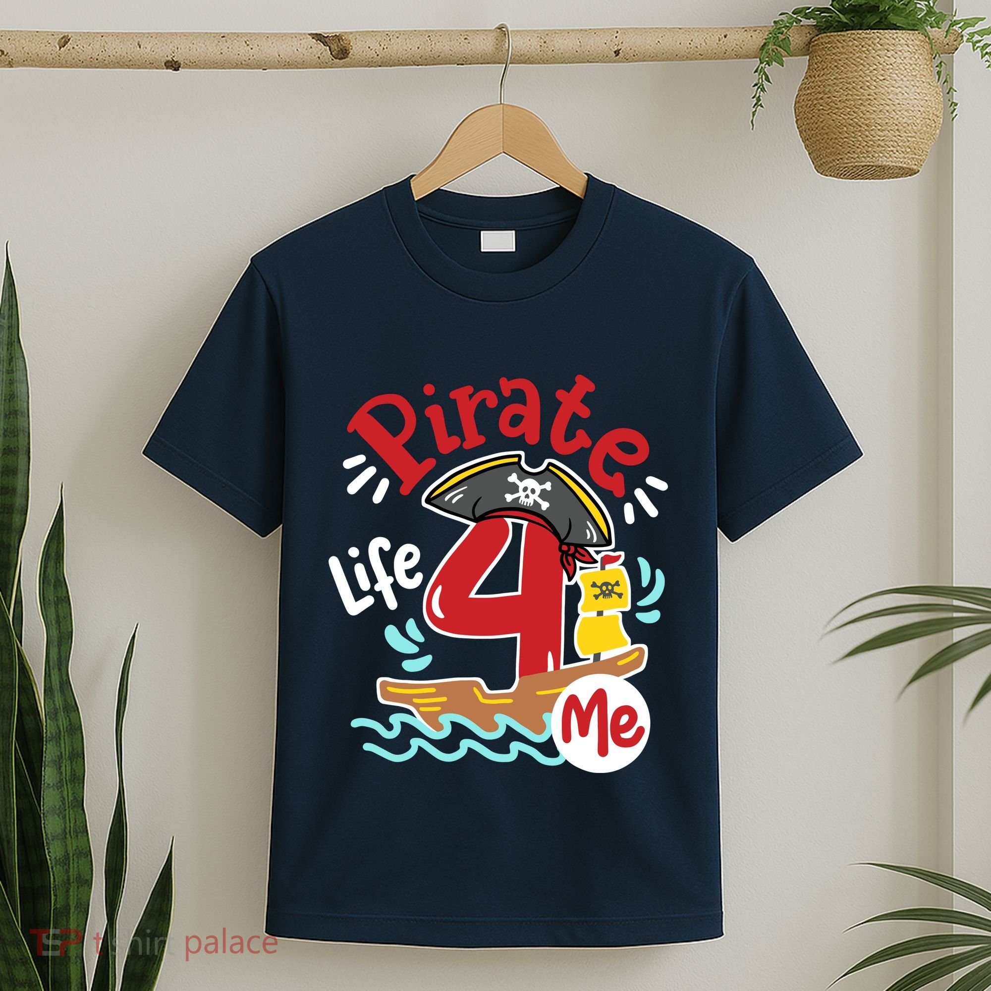 Pirate Life 4 Me 4th Birthday Party Four Years Old Boy T-Shirt