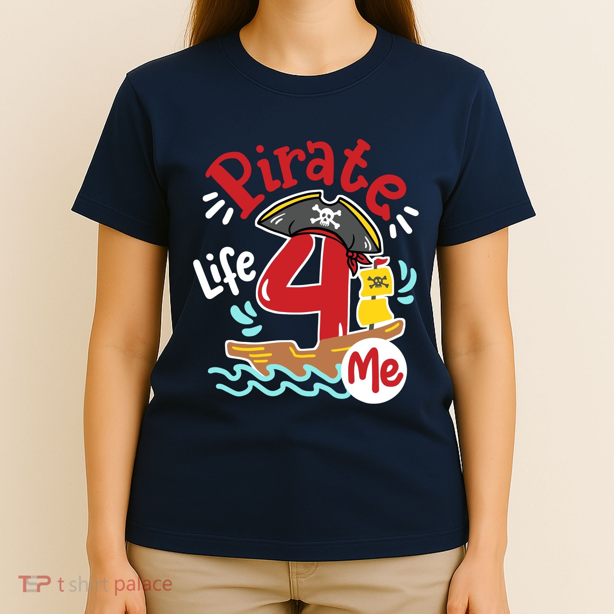 Pirate Life 4 Me 4th Birthday Party Four Years Old Boy T-Shirt