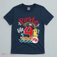 Pirate Life 4 Me 4th Birthday Party Four Years Old Boy T-Shirt thumb 5