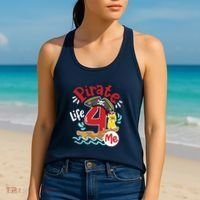 Pirate Life 4 Me 4th Birthday Party Four Years Old Boy Women's Tank Top thumb 2