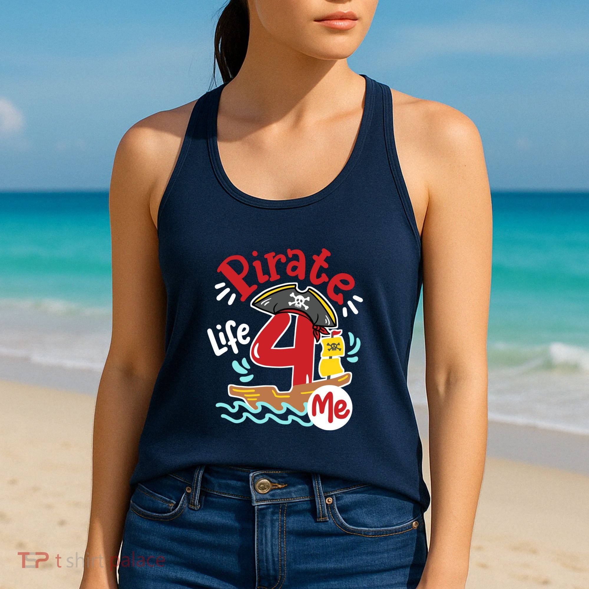 Pirate Life 4 Me 4th Birthday Party Four Years Old Boy Women's Tank Top