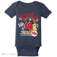 Pirate Life 4 Me 4th Birthday Party Four Years Old Boy Baby Bodysuit thumb 0