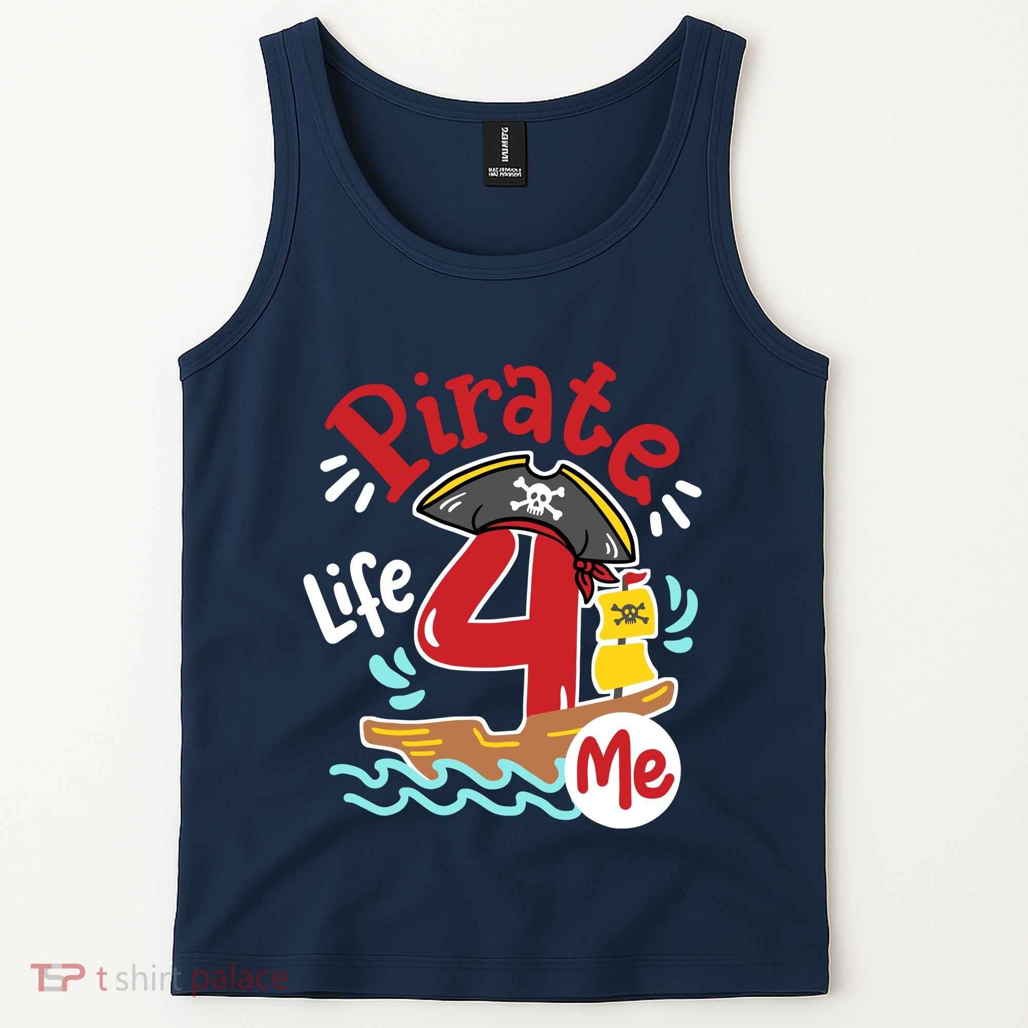 Pirate Life 4 Me 4th Birthday Party Four Years Old Boy Tank Top