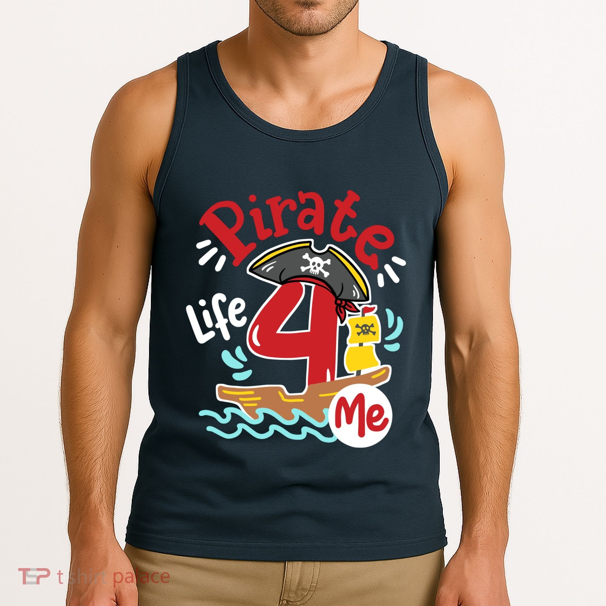 Pirate Life 4 Me 4th Birthday Party Four Years Old Boy Tank Top
