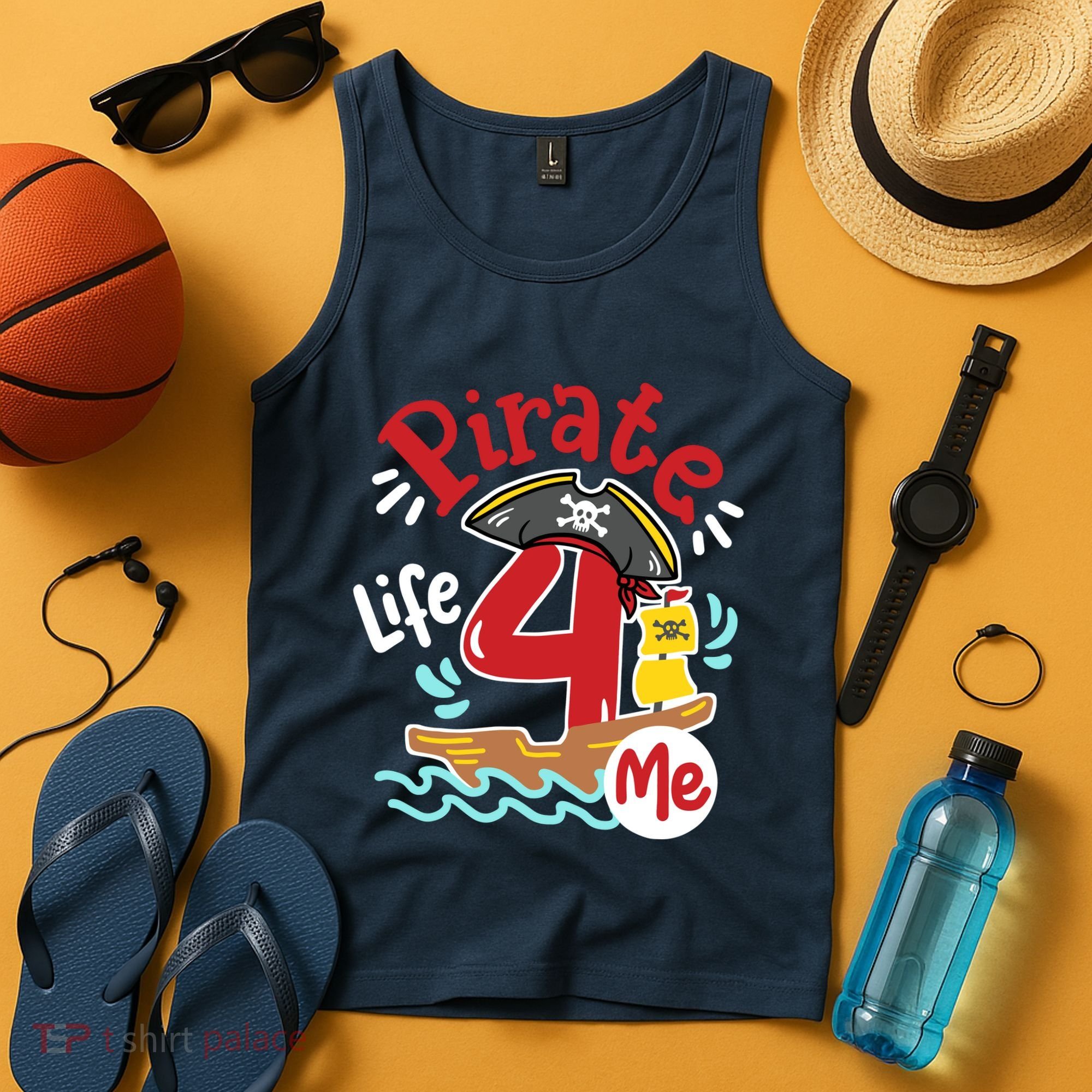 Pirate Life 4 Me 4th Birthday Party Four Years Old Boy Tank Top