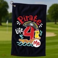 Pirate Life 4 Me 4th Birthday Party Four Years Old Boy Golf Towel thumb 1