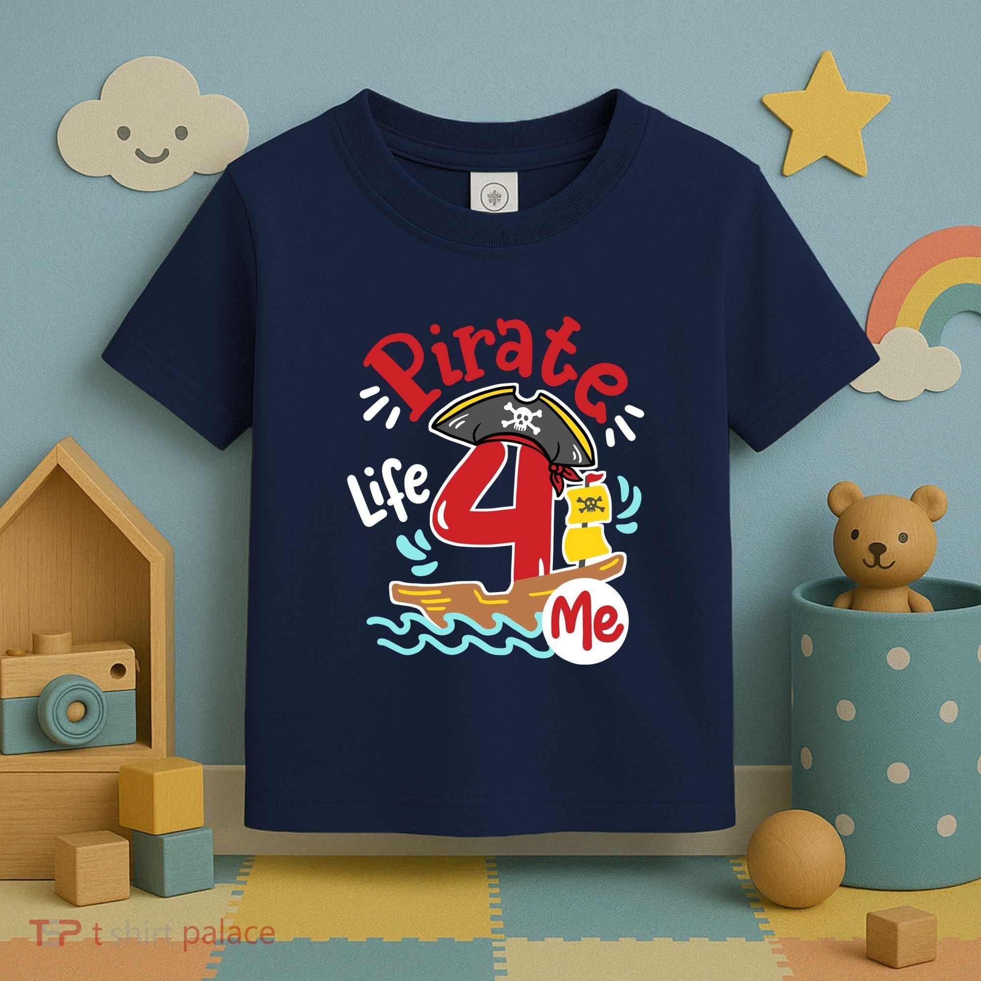 Pirate Life 4 Me 4th Birthday Party Four Years Old Boy Toddler T-Shirt