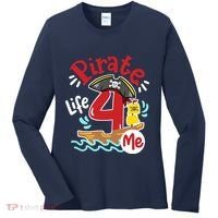 Pirate Life 4 Me 4th Birthday Party Four Years Old Boy Women's Long Sleeve Shirt thumb 0