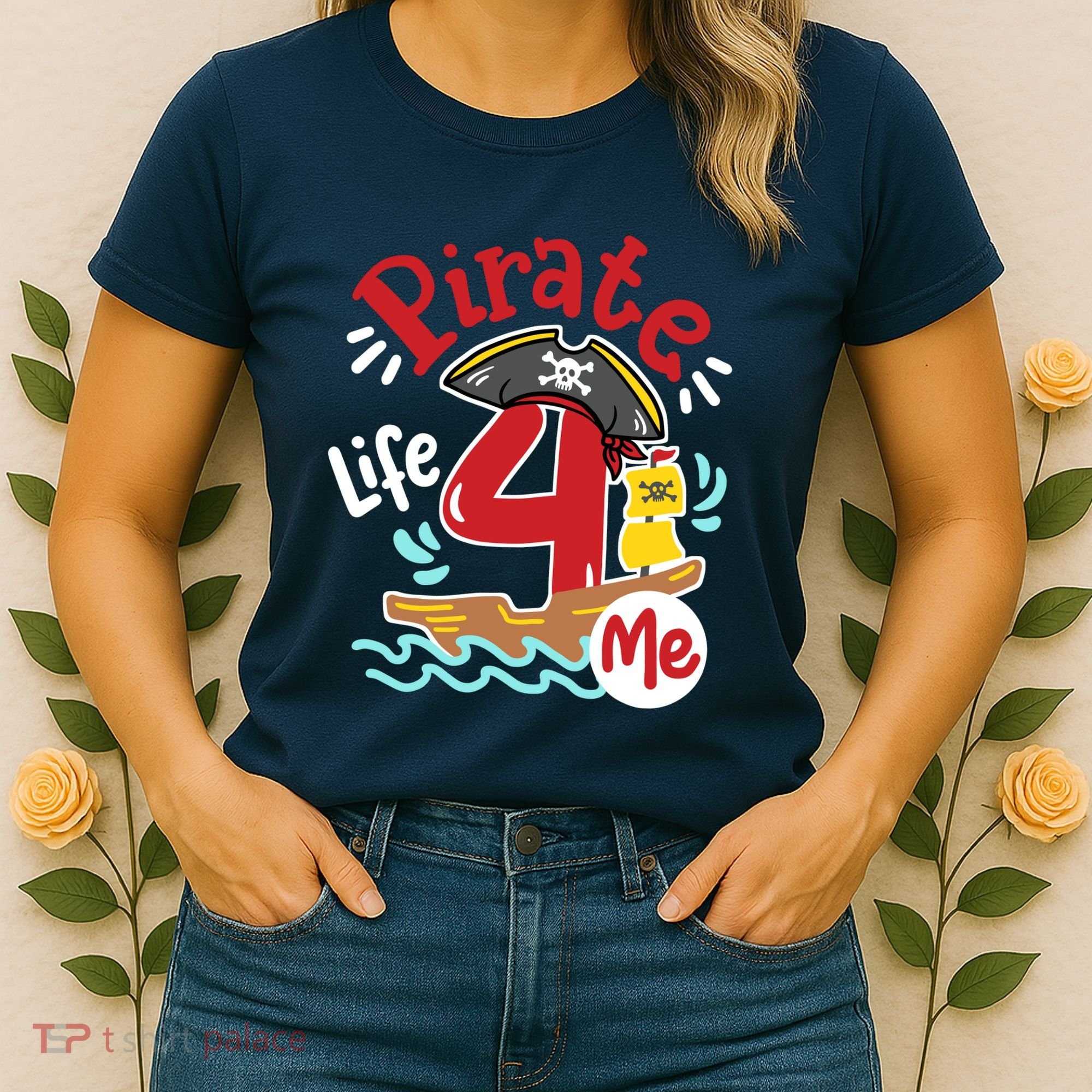 Pirate Life 4 Me 4th Birthday Party Four Years Old Boy Women's T-Shirt