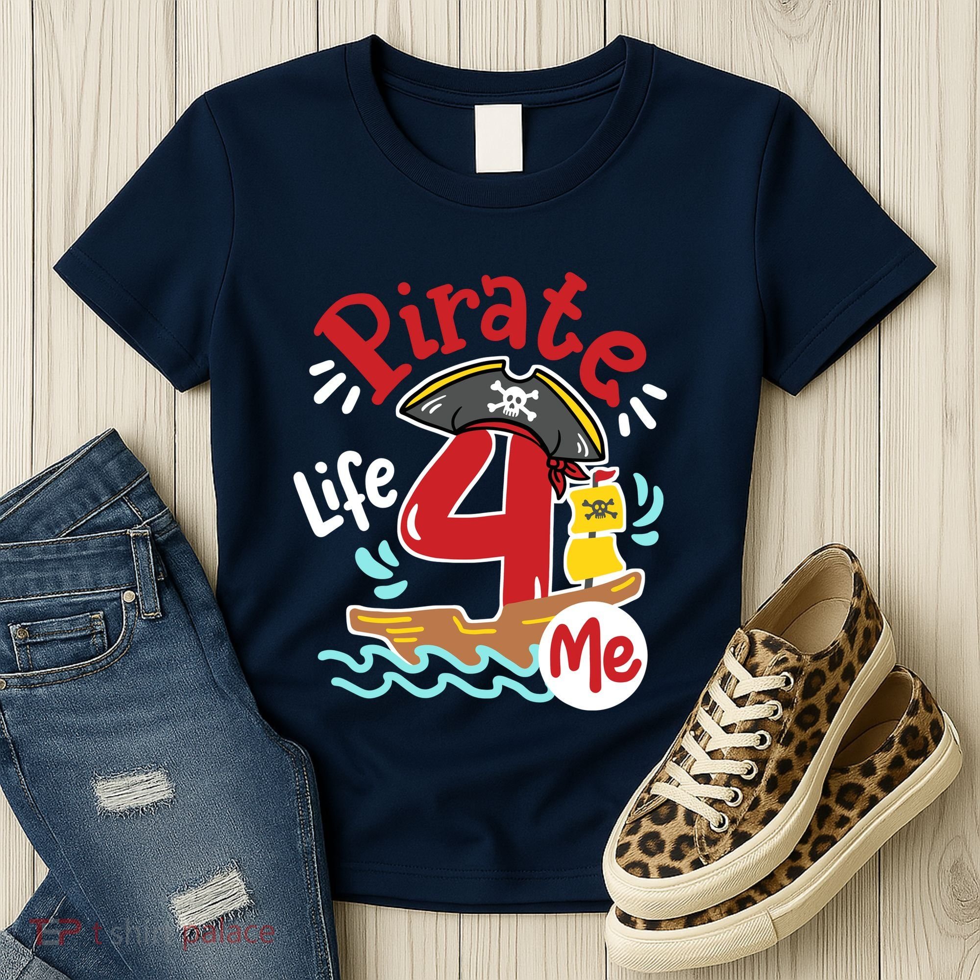 Pirate Life 4 Me 4th Birthday Party Four Years Old Boy Women's T-Shirt