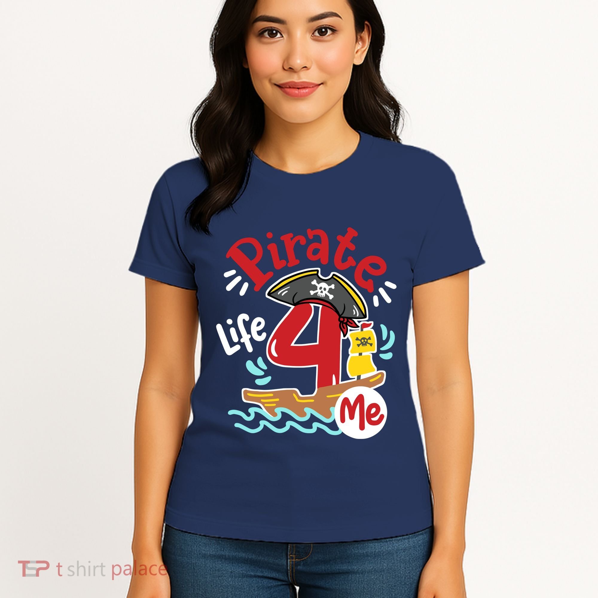 Pirate Life 4 Me 4th Birthday Party Four Years Old Boy Women's T-Shirt